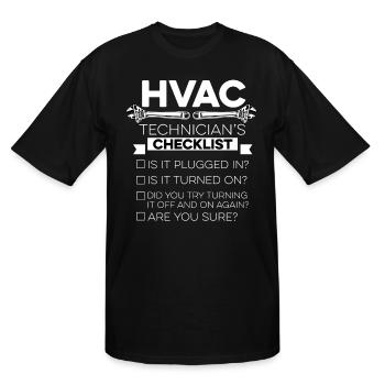 HVAC Techinician's Checklist - Men's Tall T-Shirt - black - Front - Brady (186cm)