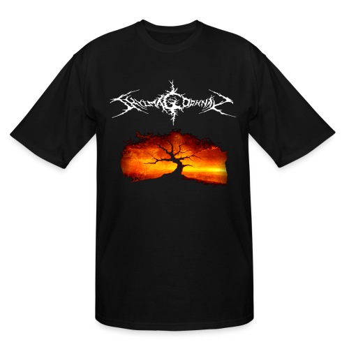 Silhouette of tree with logo white png - Men's Tall T-Shirt