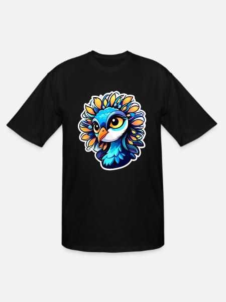 Peacock Bird Illustration - Men's Tall T-Shirt - black