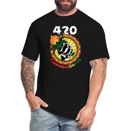 Whimsical 420 OnFire Time Weed Marijuana Design - Men's Tall T-Shirt
