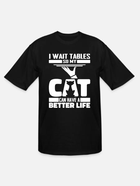 Waiter Waitress Cat - Men's Tall T-Shirt - black