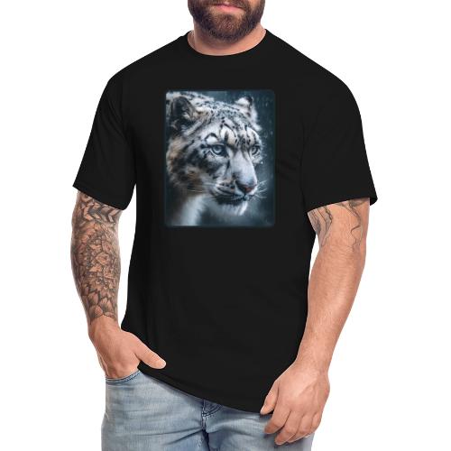 Snow Leopard Blue Eyes Design - Men's Tall T-Shirt