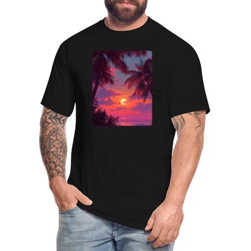Tropical Sunset Palm Silhouette Design - Men's Tall T-Shirt