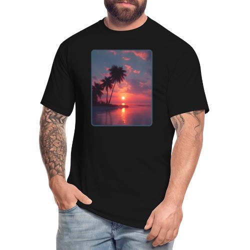 Tropical Sunset Ocean Reflection Design - Men's Tall T-Shirt