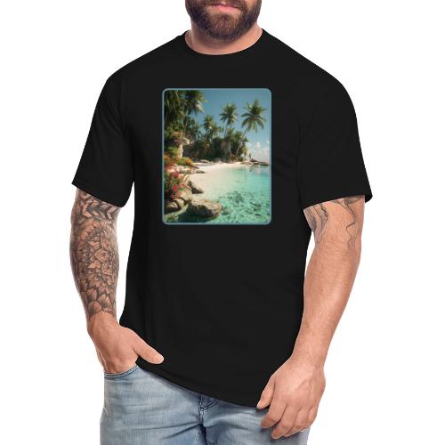 Serene Tropical Beach Floral Design - Men's Tall T-Shirt