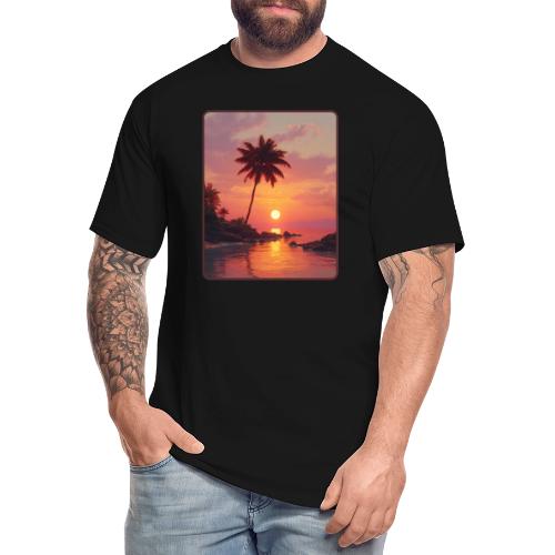 Tropical Beach Sunset Palm Design - Men's Tall T-Shirt