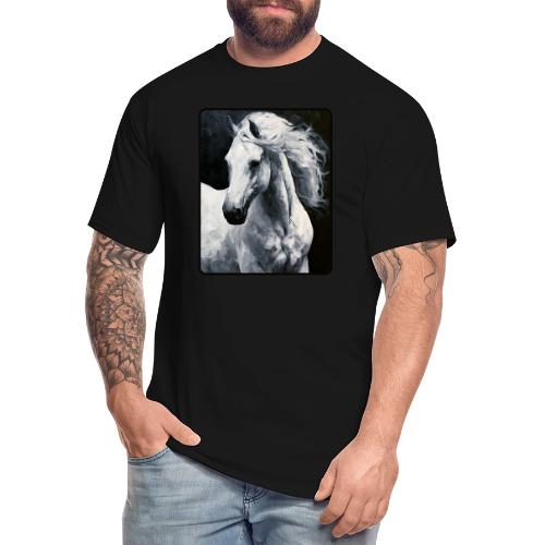 White Horse Oil Painting Design - Men's Tall T-Shirt