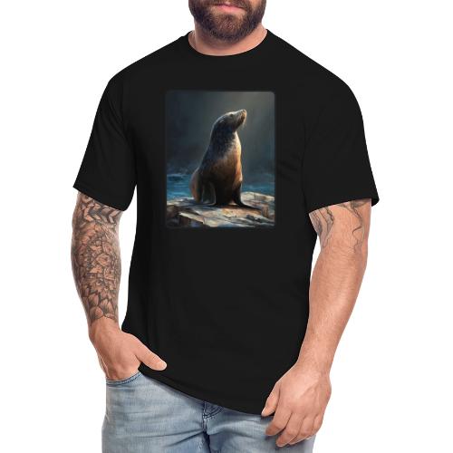 Fur Seal Artistic Shore Portrait Design - Men's Tall T-Shirt