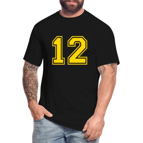 Number 12 in a classic athletic collegiate font - Men's Tall T-Shirt