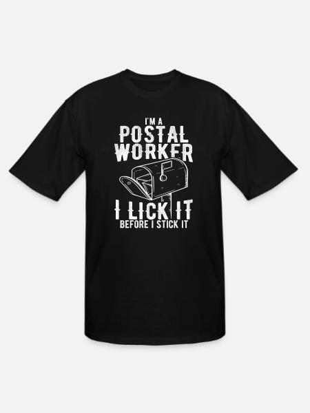 Funny Postal Worker Rude Mailman Postman Gift - Men's Tall T-Shirt - black