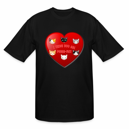 St Valentine Day Purr-fect Heart Alley Cat Pet Pun - Men's Tall T-Shirt