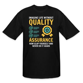 Funny Quality Assurance,ISO 9001, Qa Dad and Mom - Men's Tall T-Shirt - black - Front - Brady (186cm)