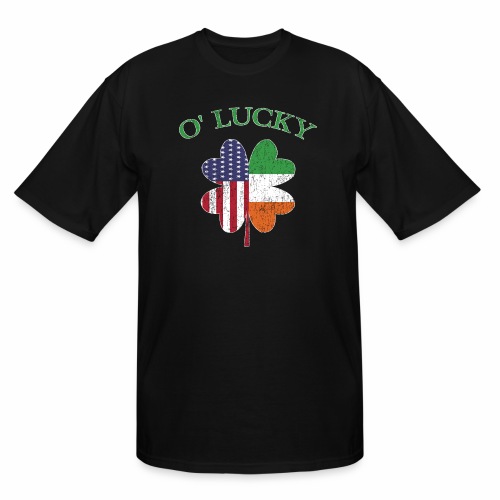 Lucky Irish American Flag Shamrock Clover Ireland. - Men's Tall T-Shirt