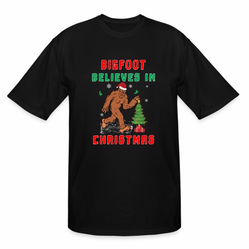 Bigfoot Believes in Christmas funny Squatchy Beast - Men's Tall T-Shirt