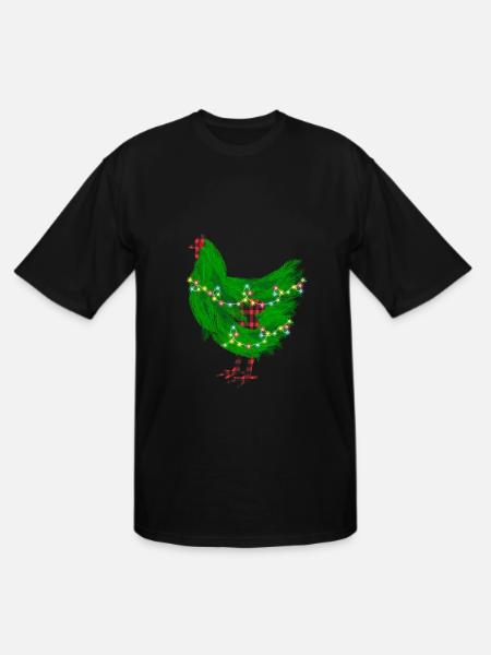 Chicken Christmas Pine Tree - Men's Tall T-Shirt - black