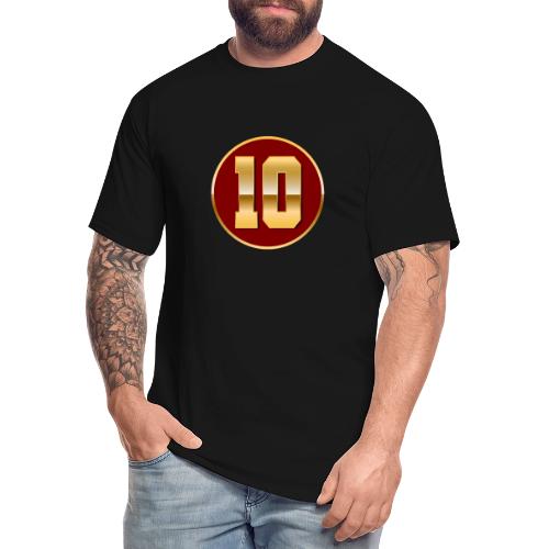 Number 10 in Gold Varsity Font - Men's Tall T-Shirt