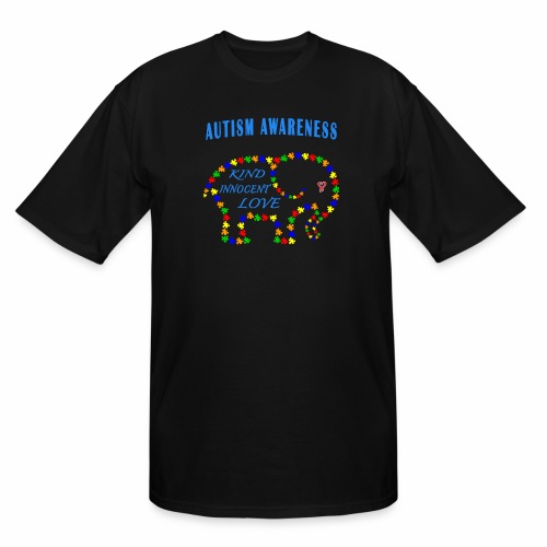 World Autism April Puzzle Heart Elephant Love Kids - Men's Tall T-Shirt