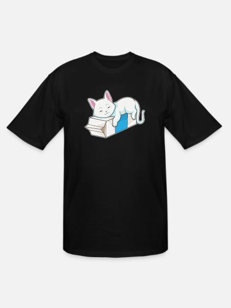 Cat With Milk - Men's Tall T-Shirt - black