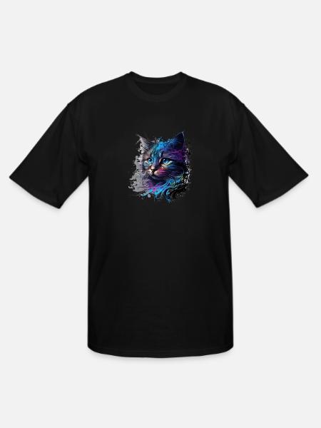 Cat design "Blue cat" - Men's Tall T-Shirt - black