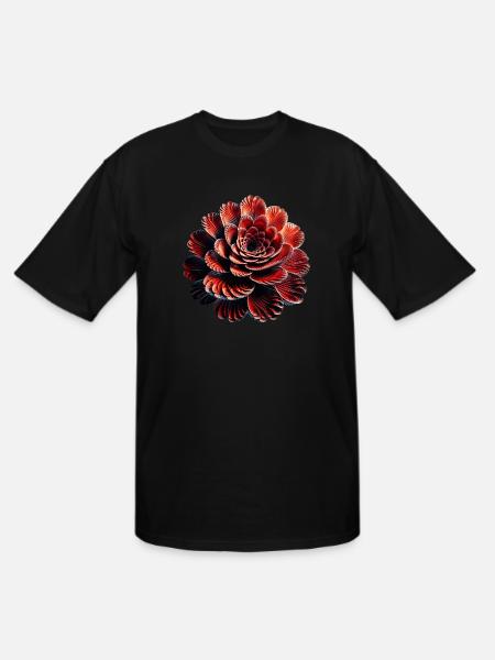 Red Flower Fractal - Men's Tall T-Shirt - black