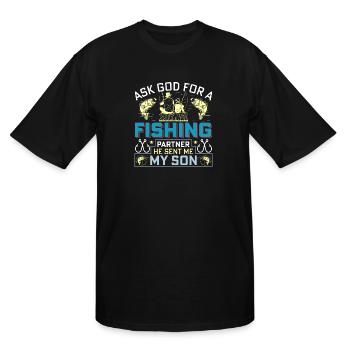 Ask God for a Fishing Partner Quote - Men's Tall T-Shirt - black - Front - Brady (186cm)