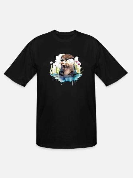 Otter in Water - Men's Tall T-Shirt - black