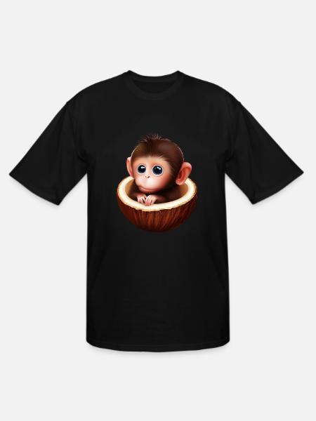 Monkey in a coconut - Men's Tall T-Shirt - black