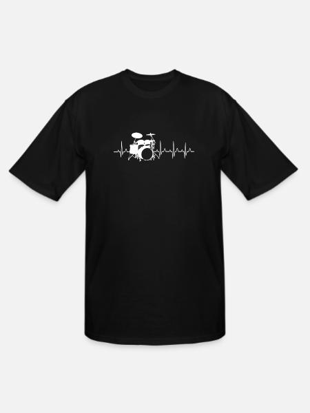 Drummer Heartbeat Ecg Pulse Drums - Men's Tall T-Shirt - black