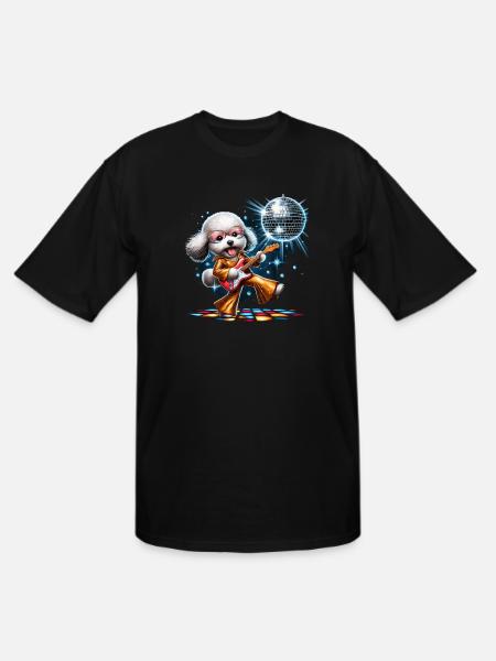Disco Guitar Poochon dog - Men's Tall T-Shirt - black