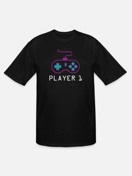 Player 1 Gamer - Men's Tall T-Shirt - black