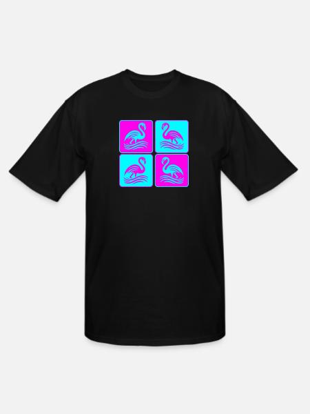 Flamingo Waves Pop Art - Men's Tall T-Shirt - black