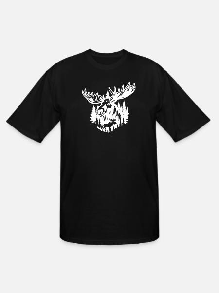 Majestic Moose Forest Illustration - Men's Tall T-Shirt - black