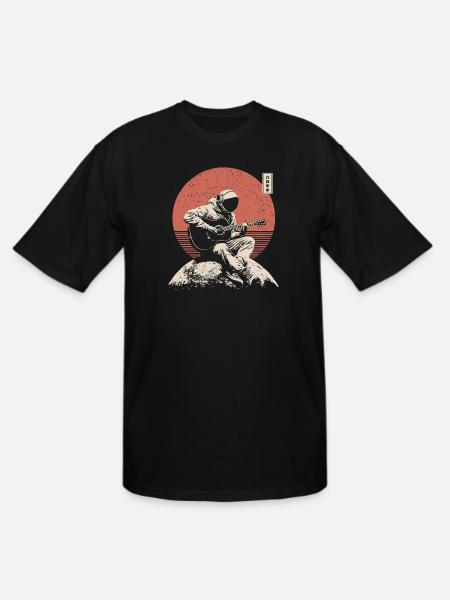 Astronaut Guitar on Lunar Sunset - Men's Tall T-Shirt - black
