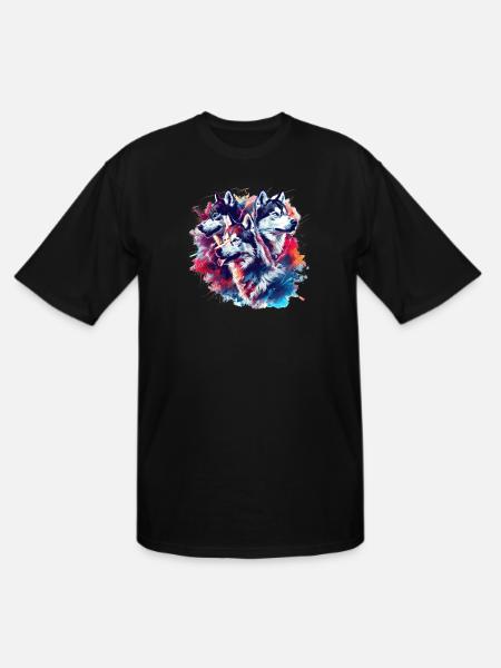 Husky Trio Neon Splash - Men's Tall T-Shirt - black