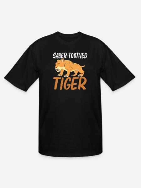 Prehistoric Smilodon Sabertooth Tiger - Men's Tall T-Shirt - black