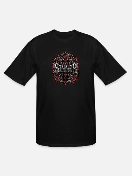 Sinner Gothic Chrome Streetwear Graphic - Men's Tall T-Shirt - black