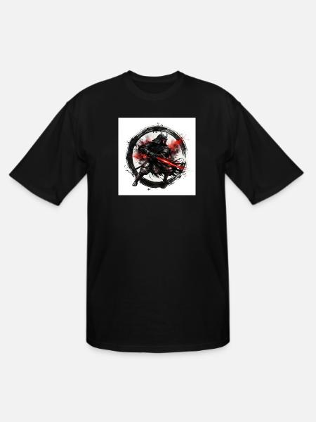 Shadow Samurai with Crimson Blade - Men's Tall T-Shirt - black