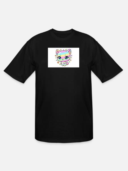 Pastel Rainbow Kitten - Men's Tall T-Shirt - black