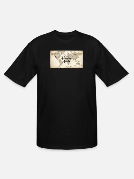 Adventure Awaits World Map - Men's Tall T-Shirt - black