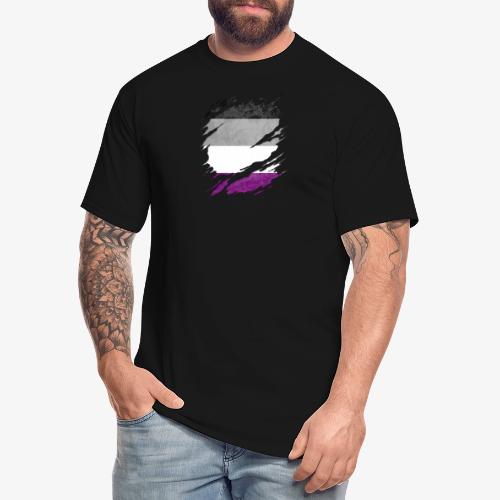 Asexual Pride Flag Ripped Reveal - Men's Tall T-Shirt