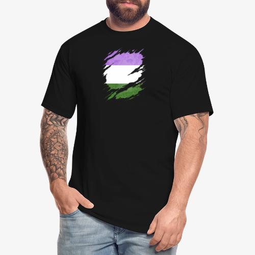 Genderqueer Pride Flag Ripped Reveal - Men's Tall T-Shirt