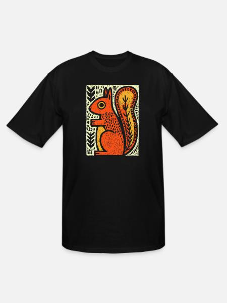 Squirrel in Rustic Woodcut - Men's Tall T-Shirt - black