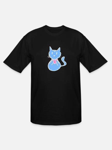 blue cat icon cartoon heart - Men's Tall T-Shirt - black