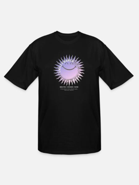 SmileyWorld Smiling Sun In Purple - Men's Tall T-Shirt - black