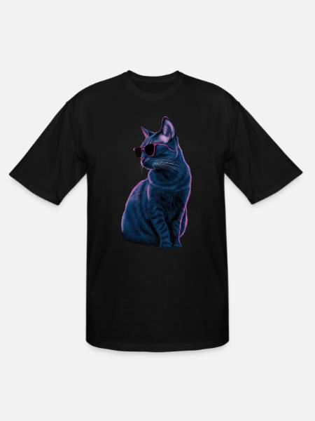 Russian Blue Cat Sunglasses - Men's Tall T-Shirt - black