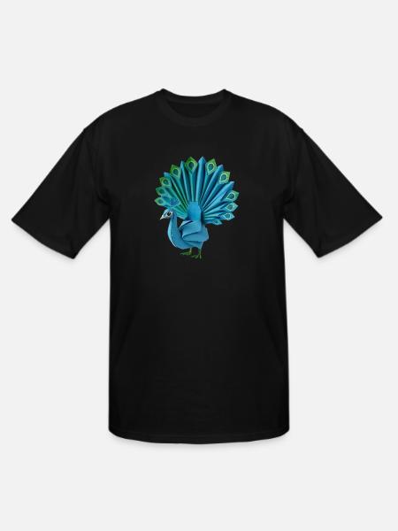 Origami Peacock - Men's Tall T-Shirt - black