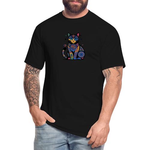 Vibrant Geometric Cat Mandala - Men's Tall T-Shirt
