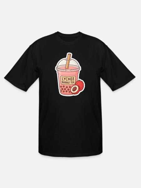 Lychee Bubble Tea Illustration - Men's Tall T-Shirt - black