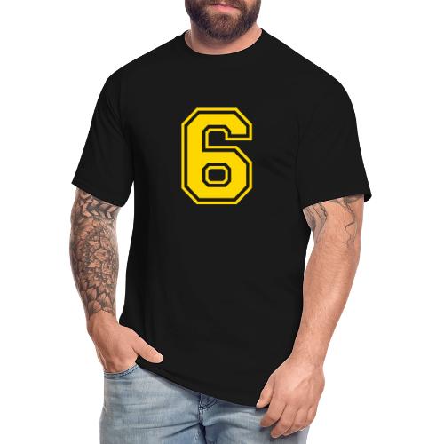 Number 6 in a classic athletic collegiate font - Men's Tall T-Shirt