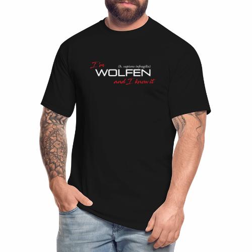 Front/Back: Wolfen Atitude on Dark - Adapt or Die - Men's Tall T-Shirt
